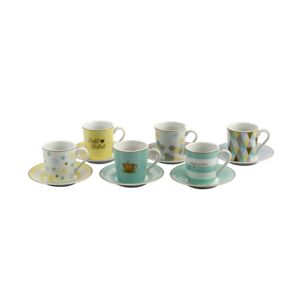 Coffee Mania 12-Piece Tea Cup and Saucer Set Multicolor 100ml